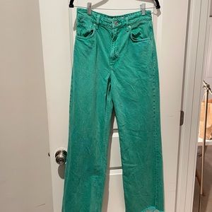 Zara Green Wide Leg Jeans